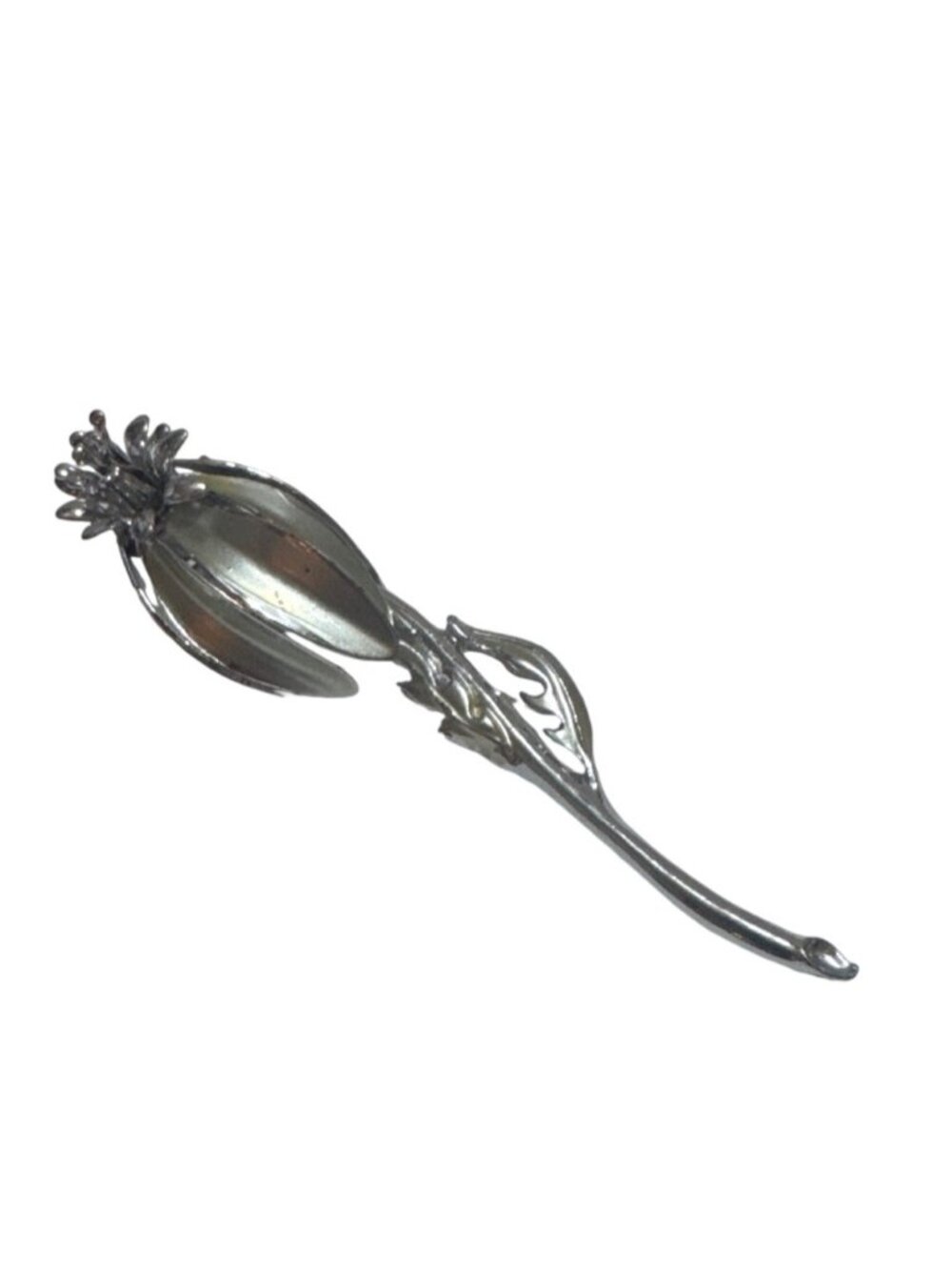 Vintage Silver Floral Tulip Brooch Pin Elegant  Art Nouveau Gifts For Her